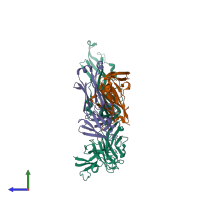 PDB entry 7a3n coloured by chain, side view.