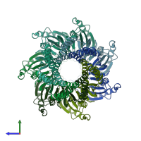 PDB entry 7a46 coloured by chain, side view.