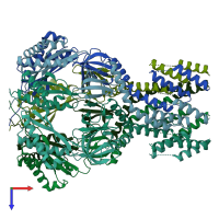 PDB entry 7a46 coloured by chain, top view.