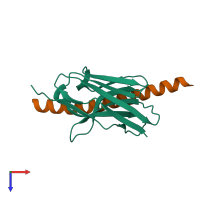 PDB entry 7a48 coloured by chain, top view.