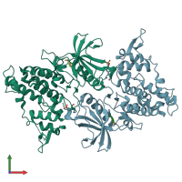 PDB entry 7a4w coloured by chain, front view.