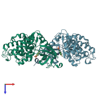 PDB entry 7a4w coloured by chain, top view.