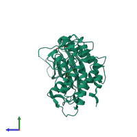 PDB entry 7a4z coloured by chain, side view.