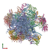 Hetero 63-meric assembly 1 of PDB entry 7a5j coloured by chemically distinct molecules, front view.