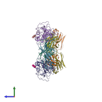 PDB entry 7a5r coloured by chain, side view.