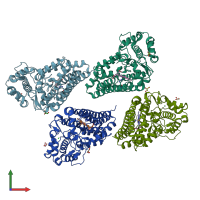 PDB entry 7a62 coloured by chain, front view.