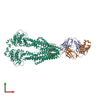 PDB entry 7a65 coloured by chain, front view.