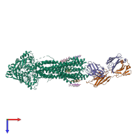 PDB entry 7a69 coloured by chain, top view.