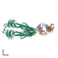 PDB entry 7a6e coloured by chain, front view.