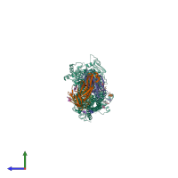 PDB entry 7a6e coloured by chain, side view.