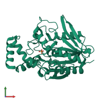 PDB entry 7a6g coloured by chain, front view.
