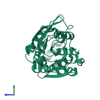 PDB entry 7a6g coloured by chain, side view.