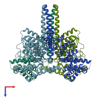 PDB entry 7a6u coloured by chain, top view.