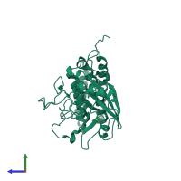 PDB entry 7a73 coloured by chain, side view.