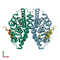 PDB entry 7a79 coloured by chain, front view.