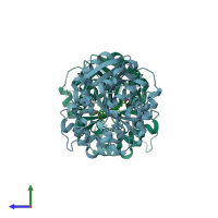 PDB entry 7a7g coloured by chain, side view.