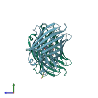 PDB entry 7a86 coloured by chain, side view.