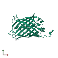 Green fluorescent protein in PDB entry 7a8b, assembly 1, front view.
