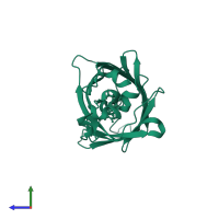Green fluorescent protein in PDB entry 7a8b, assembly 1, side view.