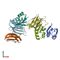 PDB entry 7a8w coloured by chain, front view.