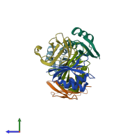 PDB entry 7a8w coloured by chain, side view.