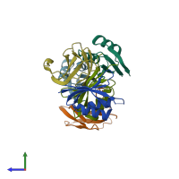 PDB entry 7a8x coloured by chain, side view.