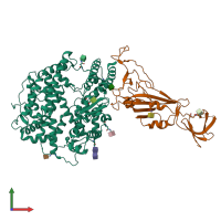 PDB entry 7a91 coloured by chain, front view.