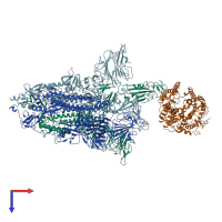 PDB entry 7a96 coloured by chain, top view.