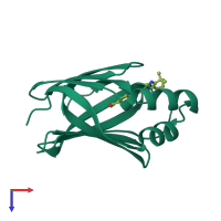 PDB entry 7aa1 coloured by chain, top view.