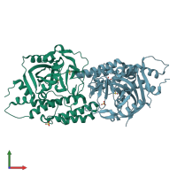 PDB entry 7aaa coloured by chain, front view.