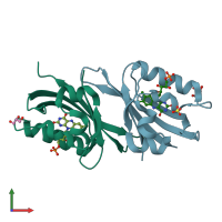 PDB entry 7ab7 coloured by chain, front view.