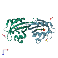 PDB entry 7ab7 coloured by chain, top view.