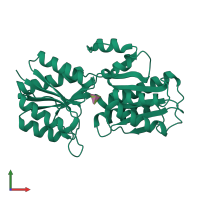 PDB entry 7abp coloured by chain, front view.