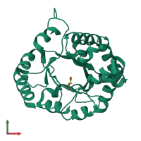 PDB entry 7abx coloured by chain, front view.