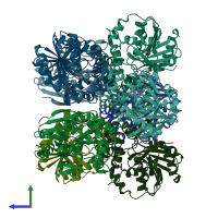 PDB entry 7ac0 coloured by chain, side view.