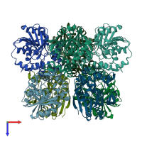 PDB entry 7ac0 coloured by chain, top view.