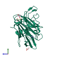 PDB entry 7ac3 coloured by chain, side view.