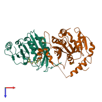 PDB entry 7acd coloured by chain, top view.