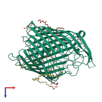 PDB entry 7acg coloured by chain, top view.