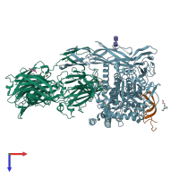 PDB entry 7ad7 coloured by chain, top view.