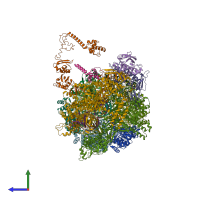 PDB entry 7adb coloured by chain, side view.