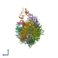 PDB entry 7adc coloured by chain, side view.