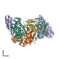 PDB entry 7ady coloured by chain, front view.