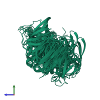 PDB entry 7afr coloured by chain, ensemble of 20 models, side view.