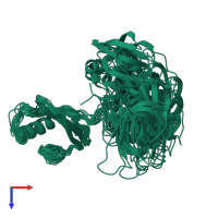 PDB entry 7afr coloured by chain, ensemble of 20 models, top view.