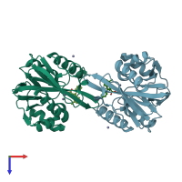 PDB entry 7afx coloured by chain, top view.