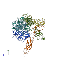 PDB entry 7agf coloured by chain, side view.