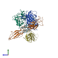 PDB entry 7agg coloured by chain, side view.