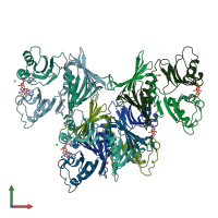 PDB entry 7agv coloured by chain, front view.