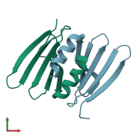 PDB entry 7agy coloured by chain, front view.